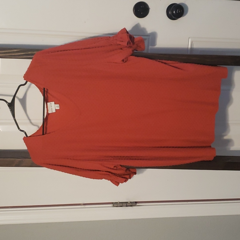 Ava & Viv Orange Clipdot Blouse